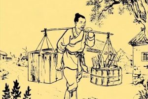 民间故事剃头匠给妇人修头，见其衣裙下面光着脚，他掏出了剃刀